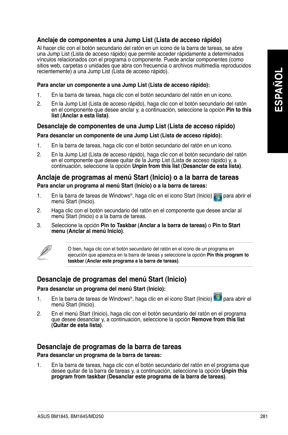 Es pa ño l es pa ño l | Asus BM1845 User Manual | Page 283 / 644