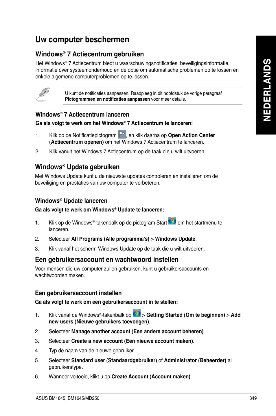 Uw computer beschermen, Ne de rl an ds ne de rl an ds | Asus BM1845 User Manual | Page 351 / 644