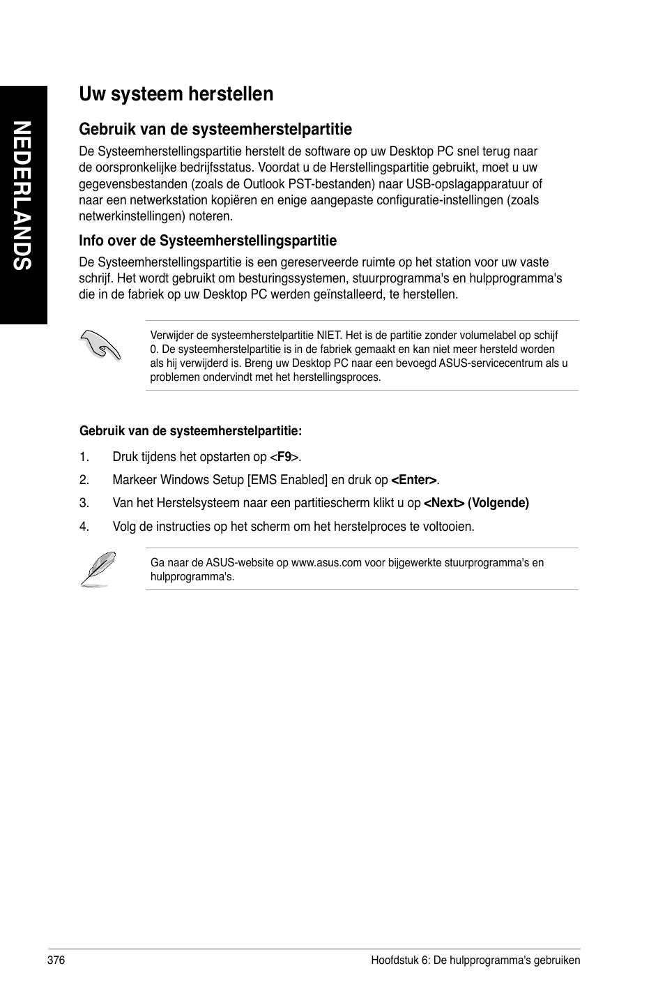 Uw systeem herstellen | Asus BM1845 User Manual | Page 378 / 644