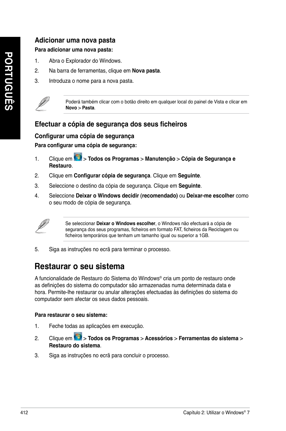 Restaurar o seu sistema | Asus BM1845 User Manual | Page 414 / 644