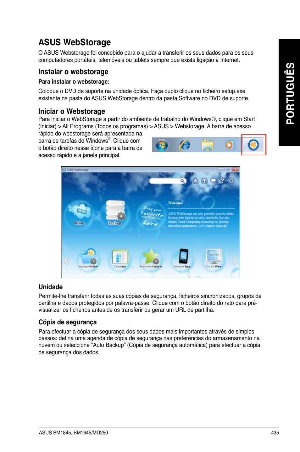 Asus webstorage, Po rt ug uê s po rt ug uê s | Asus BM1845 User Manual | Page 437 / 644