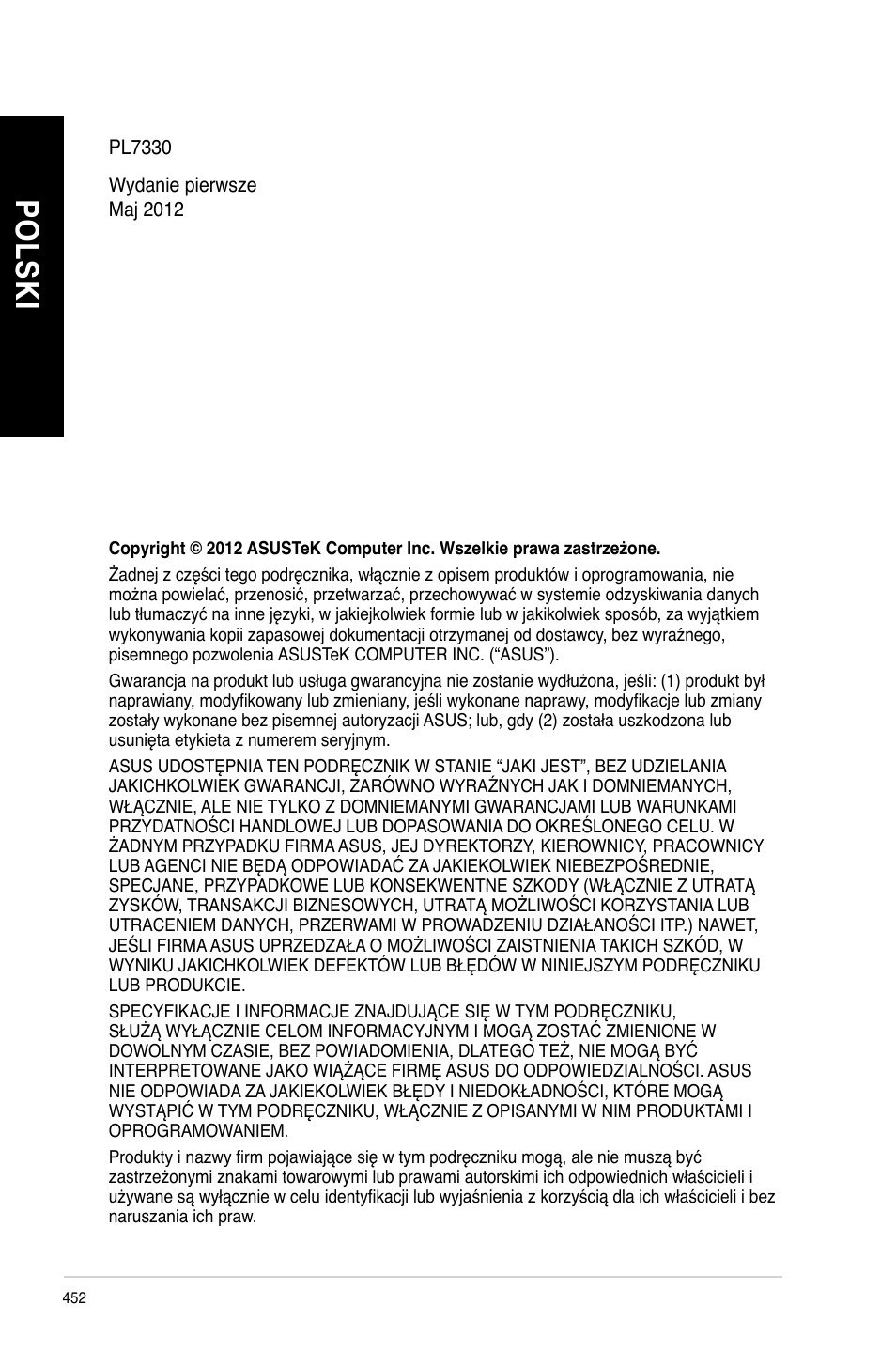 Po ls ki po ls ki po ls ki po ls ki | Asus BM1845 User Manual | Page 454 / 644