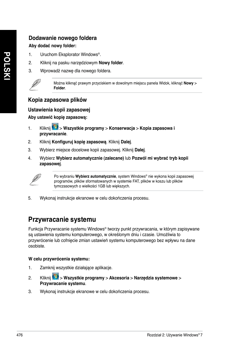 Przywracanie systemu, Po ls ki po ls ki po ls ki po ls ki | Asus BM1845 User Manual | Page 478 / 644