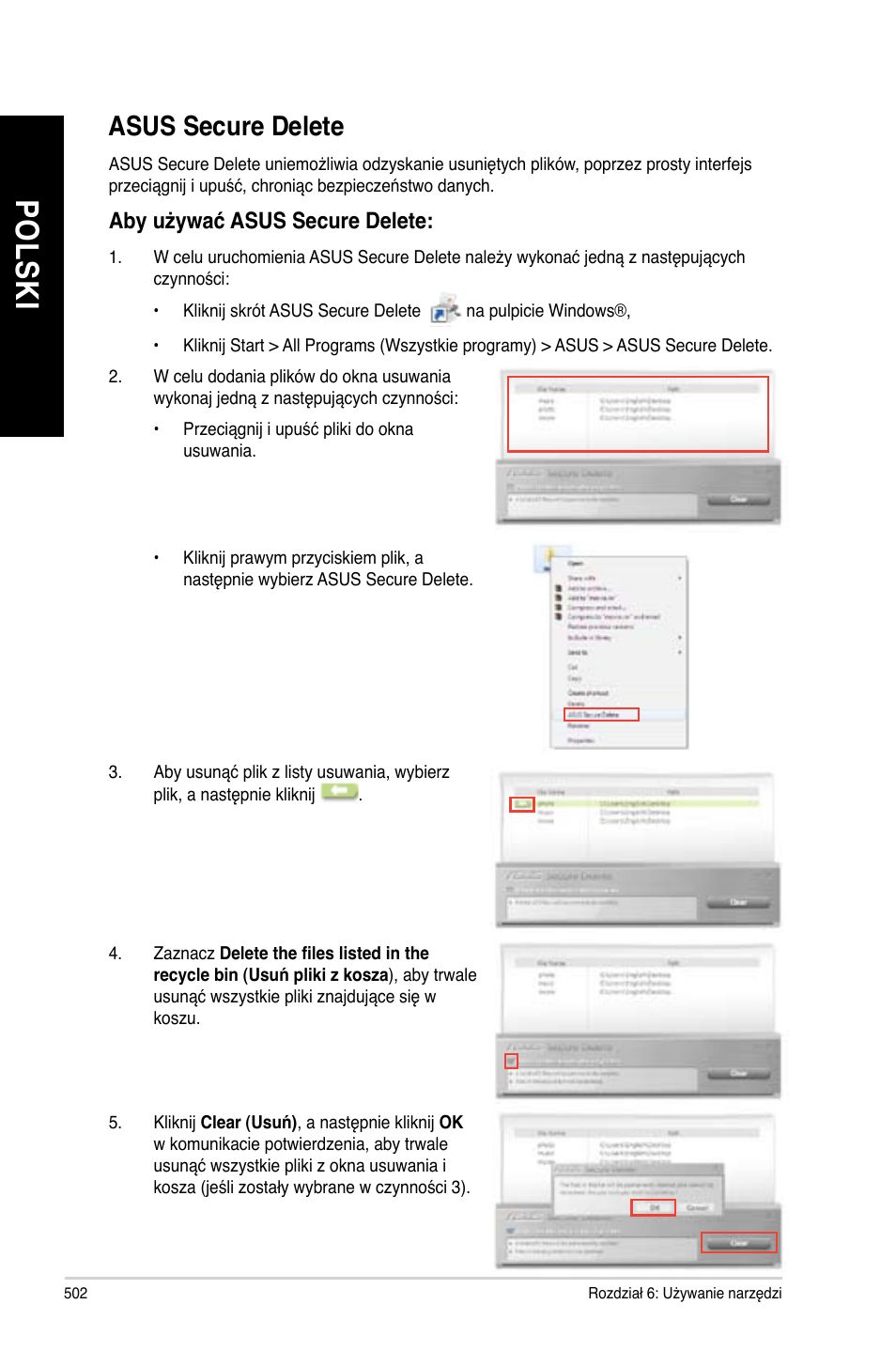 Asus secure delete, Po ls ki po ls ki po ls ki po ls ki | Asus BM1845 User Manual | Page 504 / 644