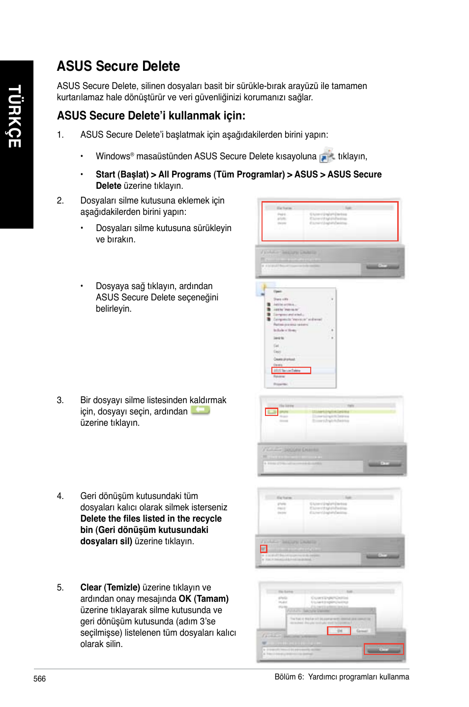 Asus secure delete, Tü rk çe tü rk çe tü rk çe tü rk çe | Asus BM1845 User Manual | Page 568 / 644