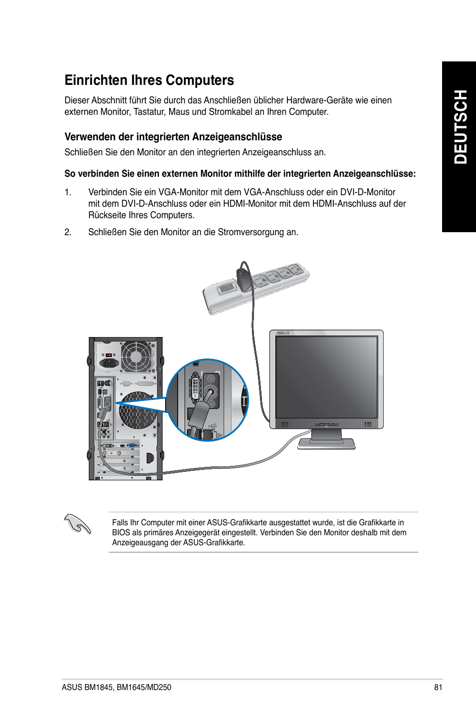 Einrichten ihres computers, De ut sc h de ut sc h | Asus BM1845 User Manual | Page 83 / 644