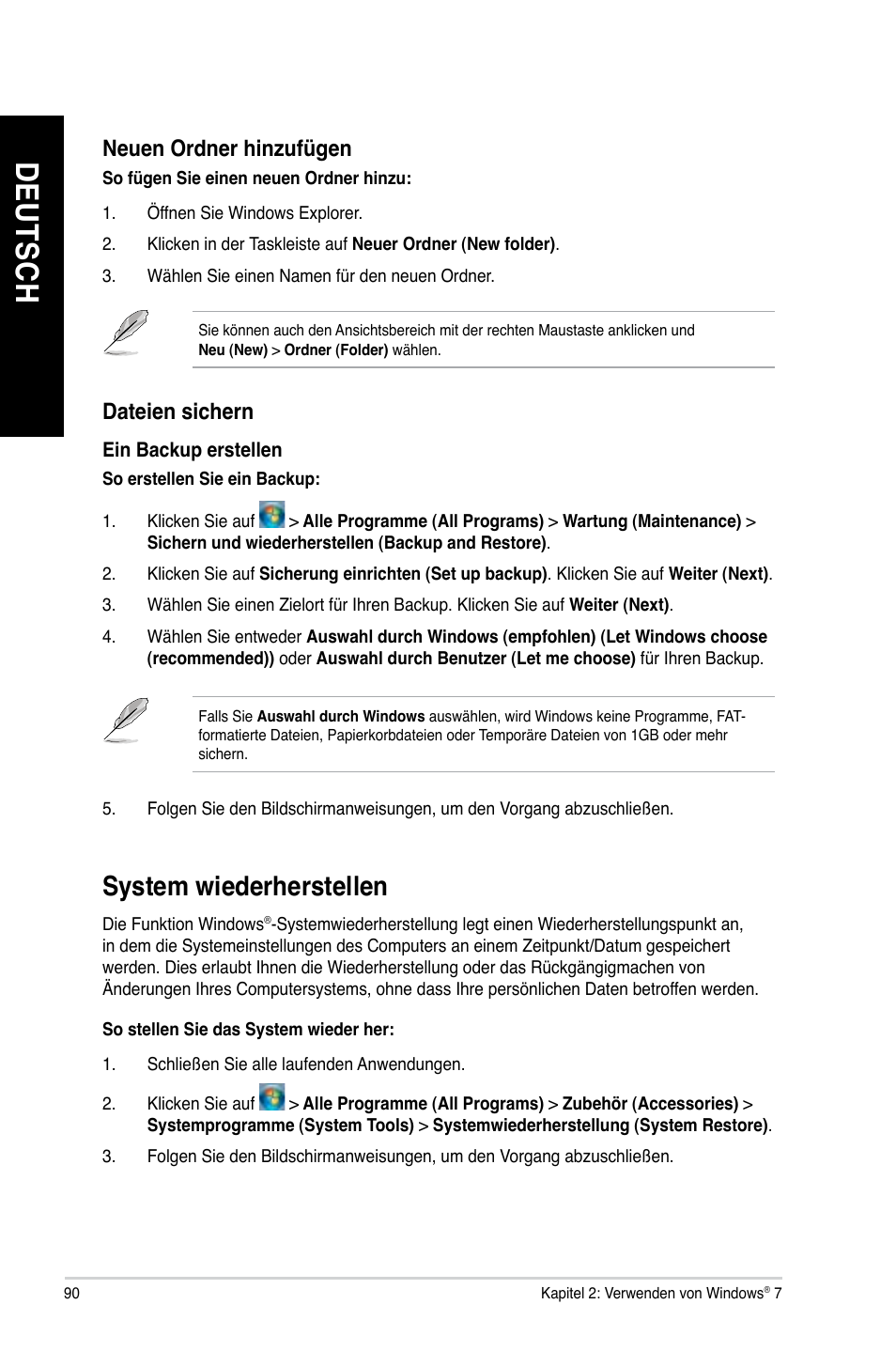 System wiederherstellen, De ut sc h de ut sc h de ut sc h de ut sc h, System.wiederherstellen | Asus BM1845 User Manual | Page 92 / 644