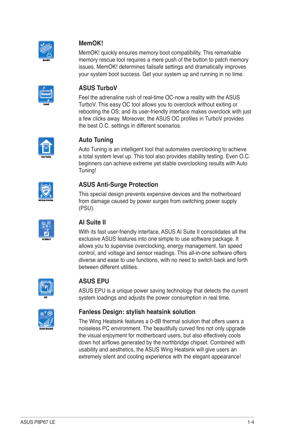 Asus P8P67 LE User Manual | Page 16 / 84