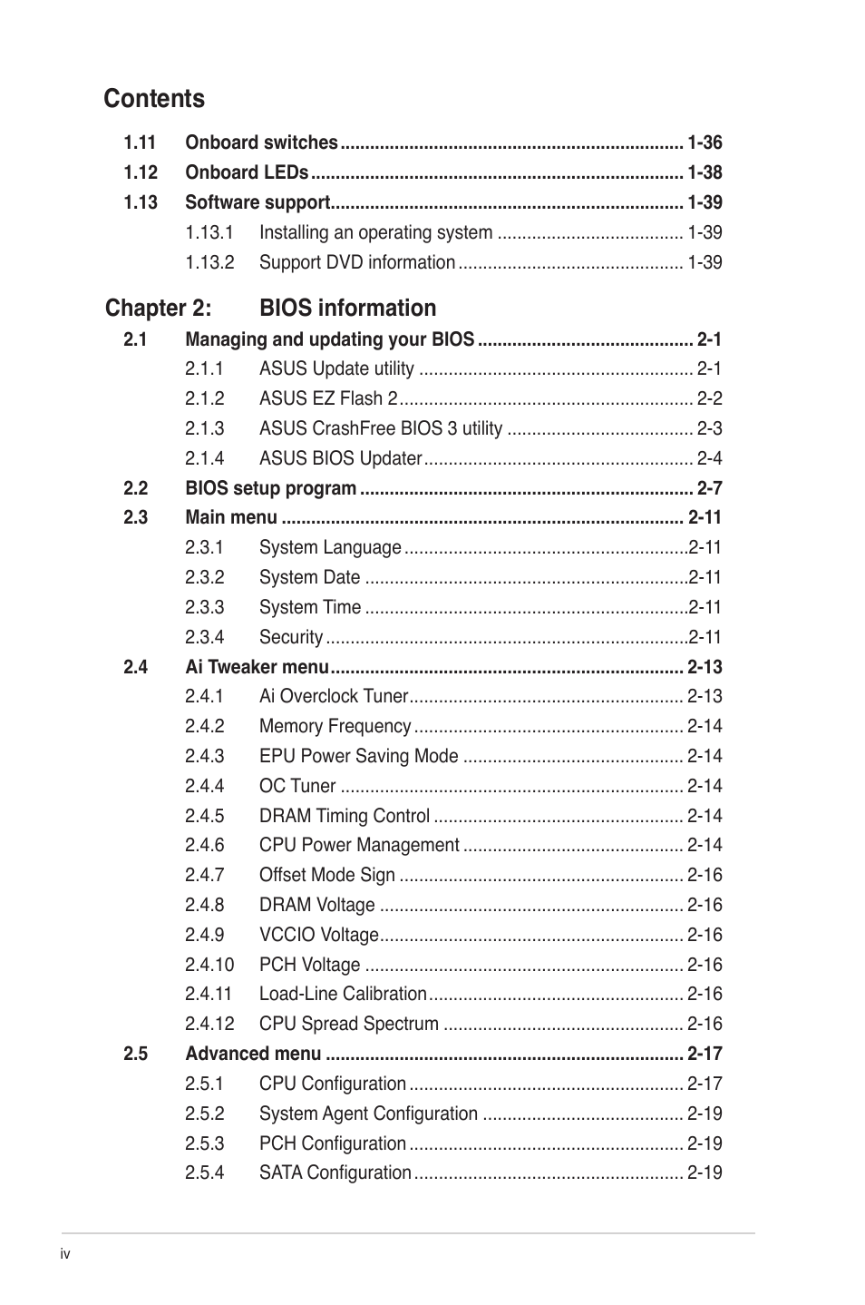 Asus P8P67 LE User Manual | Page 4 / 84