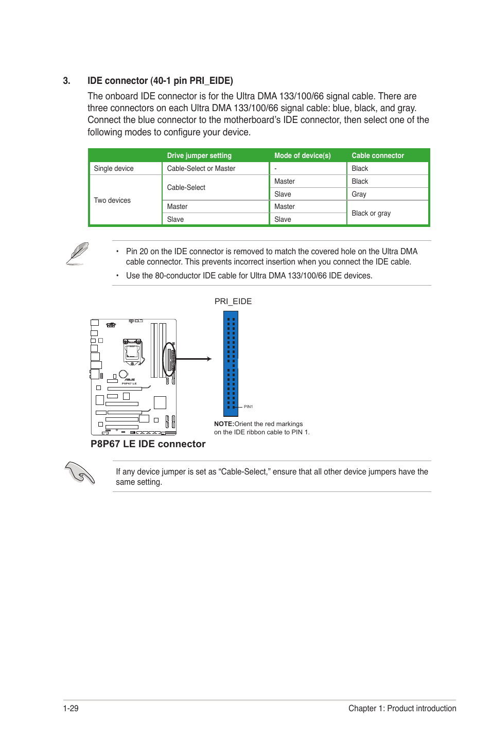 P8p67 le ide connector | Asus P8P67 LE User Manual | Page 41 / 84