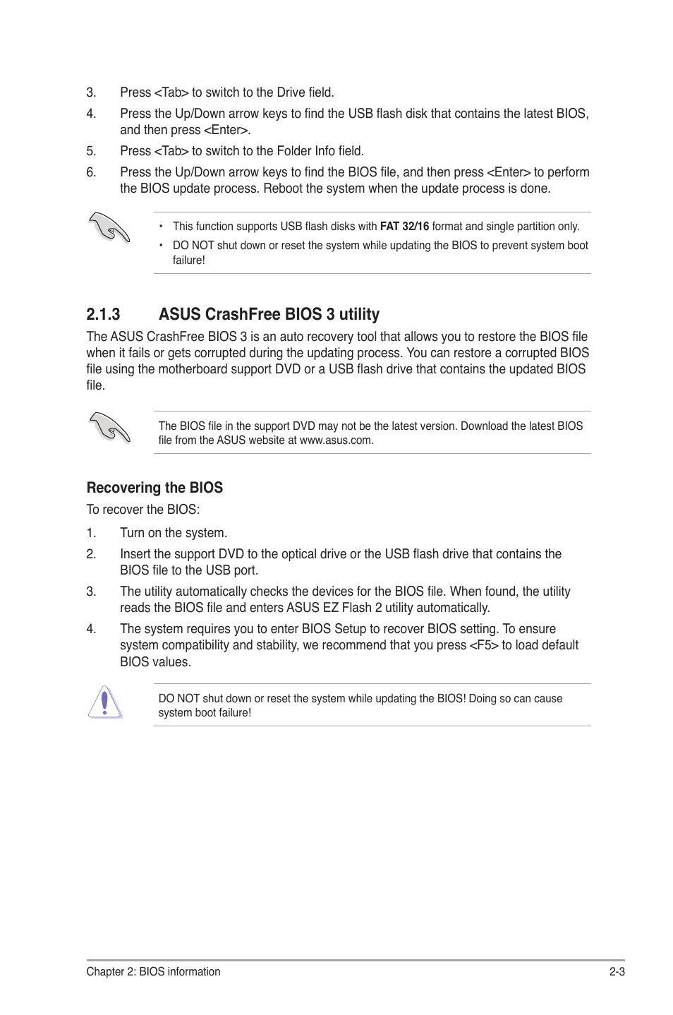 3 asus crashfree bios 3 utility, Asus crashfree bios 3 utility -3 | Asus P8P67 LE User Manual | Page 55 / 84