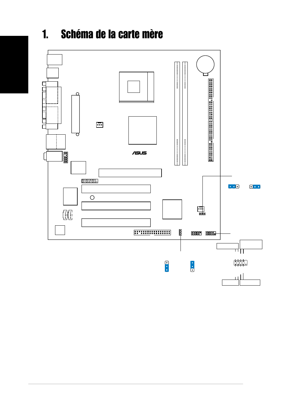 Schéma de la carte mère, Français, Carte mère asus p4v533-mx | Via vt8751, P4v533-mx, Pci slot 1, Pci slot 2 pci slot 3, Panel1 | Asus P4V533-MX User Manual | Page 2 / 16