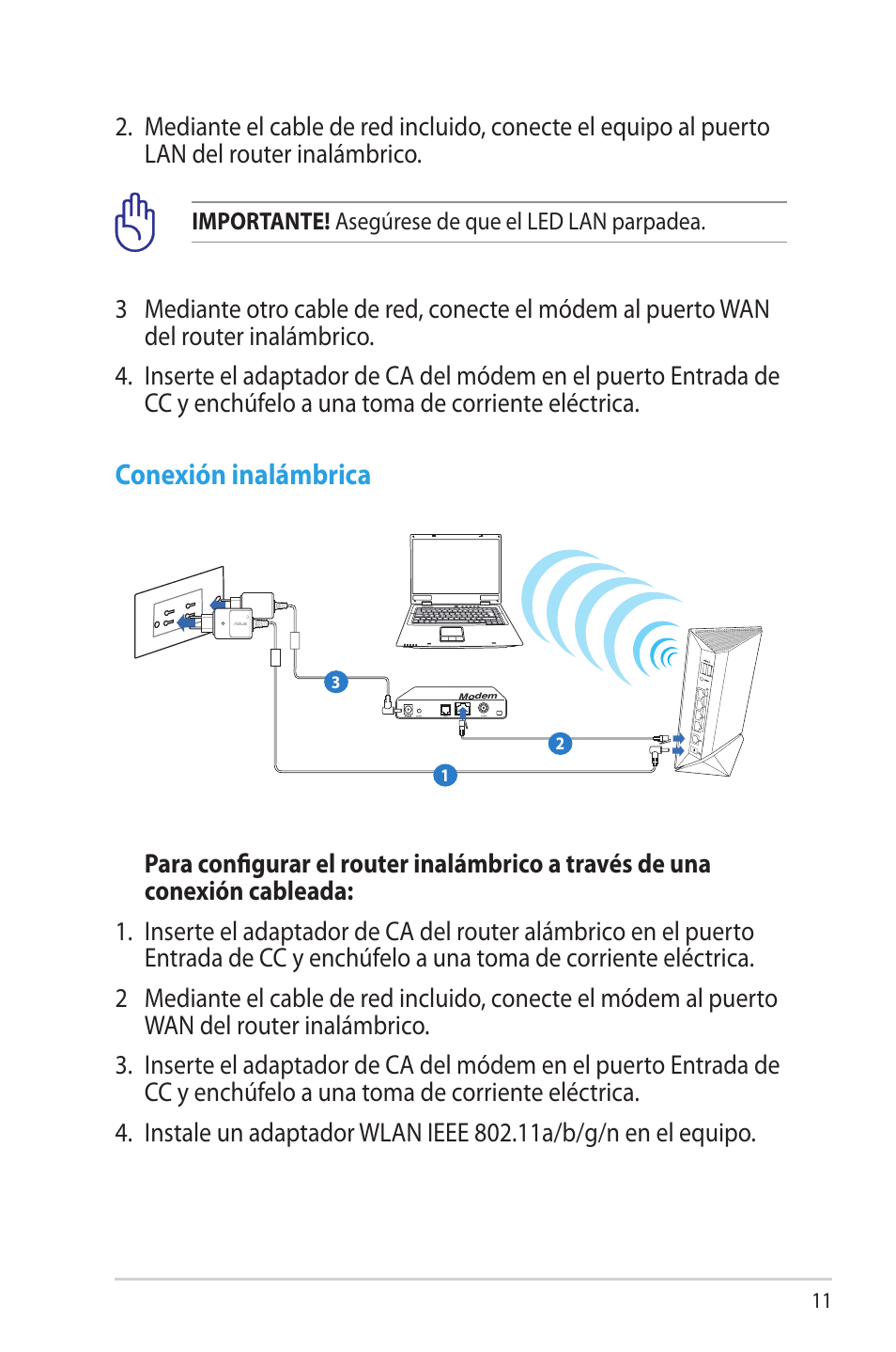Conexión inalámbrica | Asus RT-N65R User Manual | Page 11 / 70