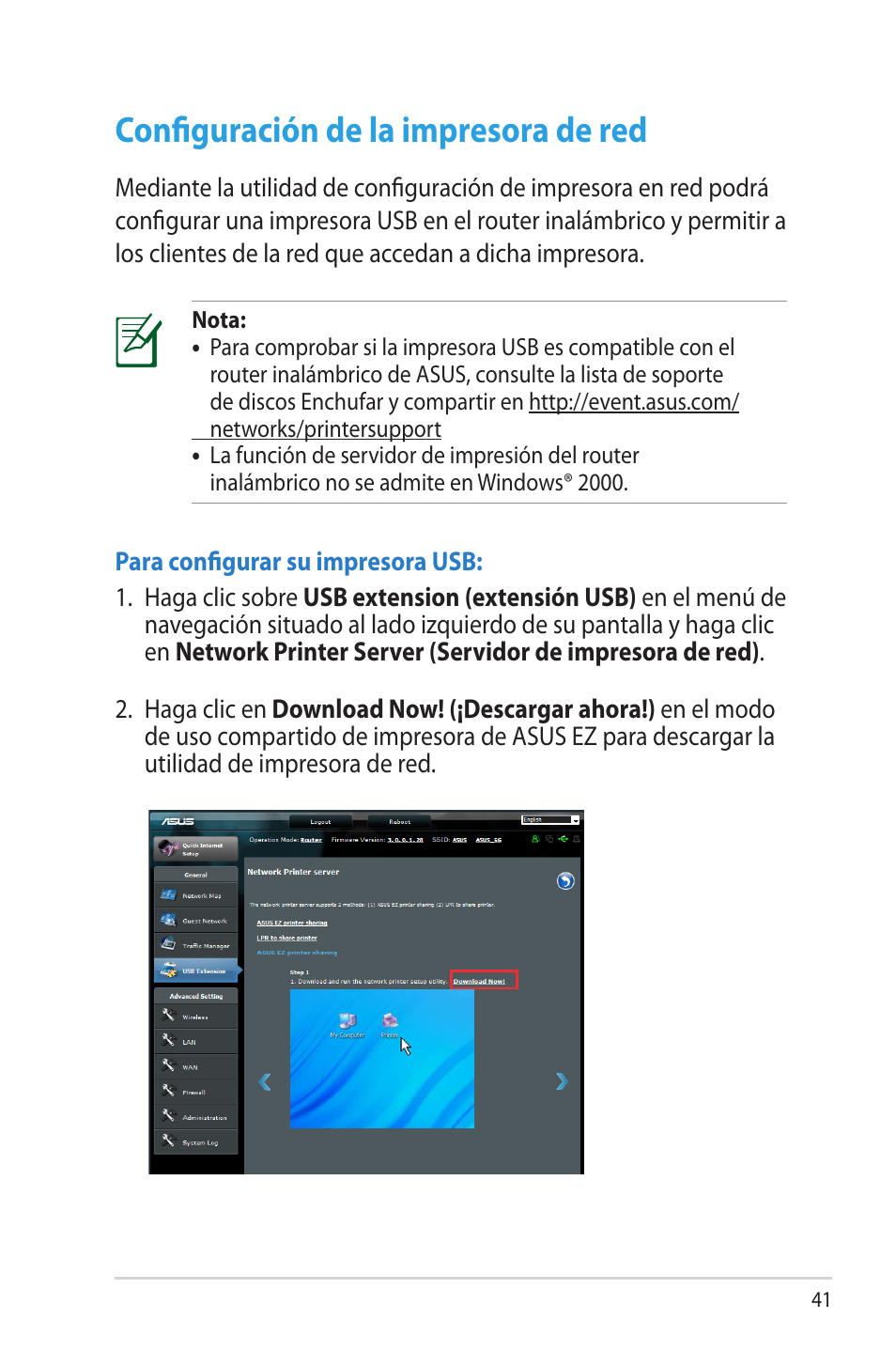 Configuración de la impresora de red | Asus RT-N65R User Manual | Page 41 / 70