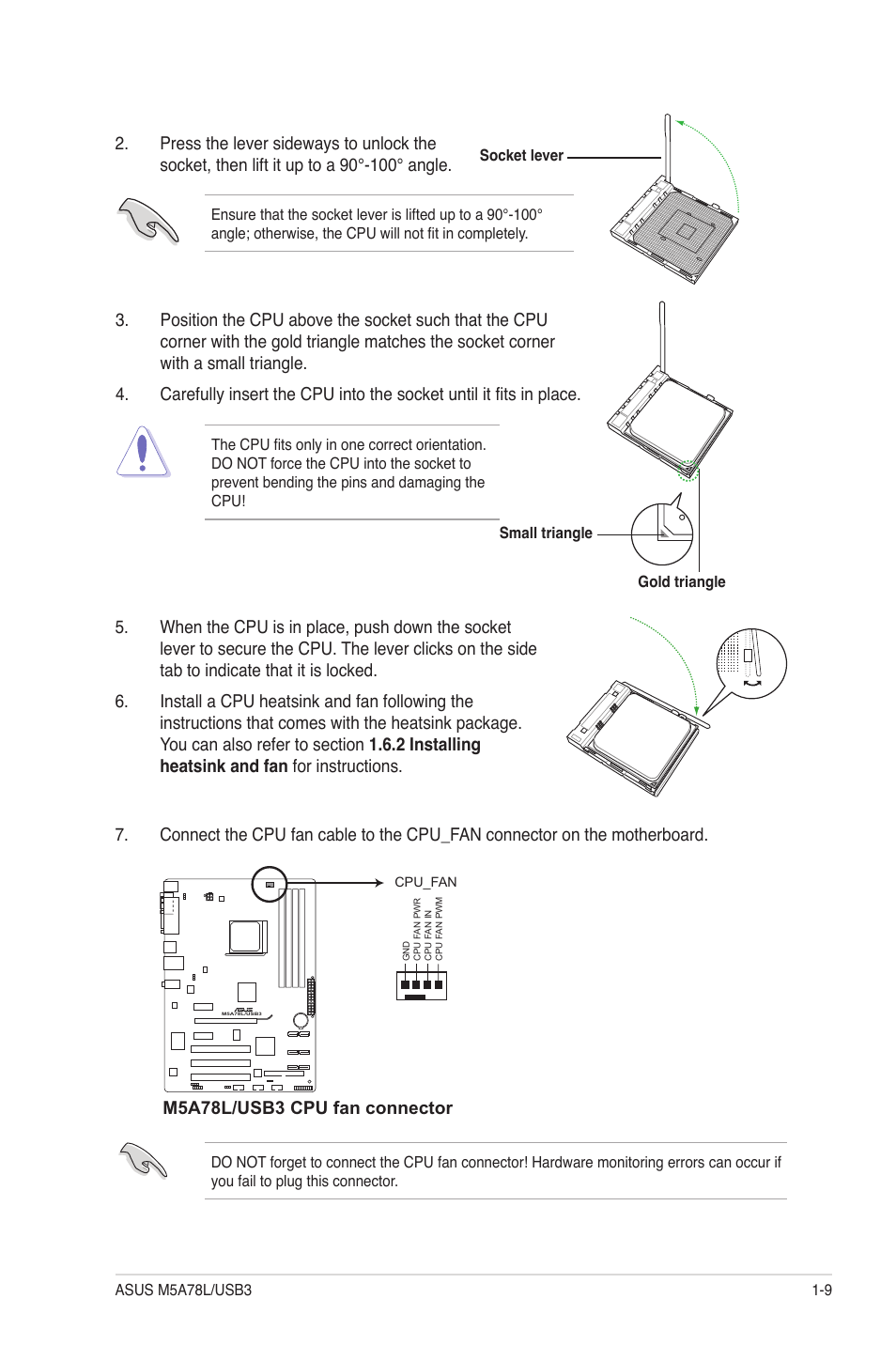 M5a78l/usb3 cpu fan connector | Asus M5A78L/USB3 User Manual | Page 19 / 66