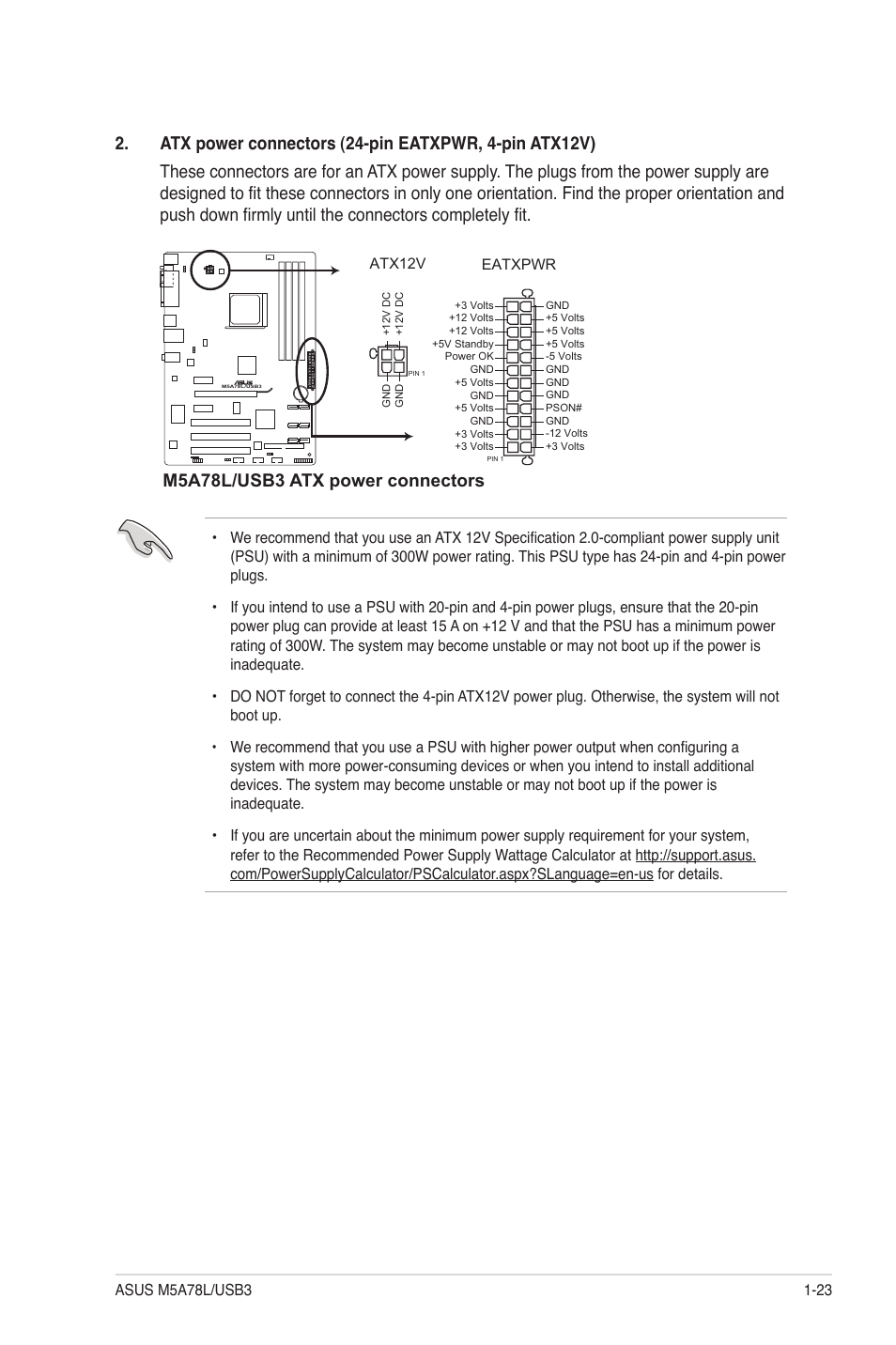 M5a78l/usb3 atx power connectors | Asus M5A78L/USB3 User Manual | Page 33 / 66