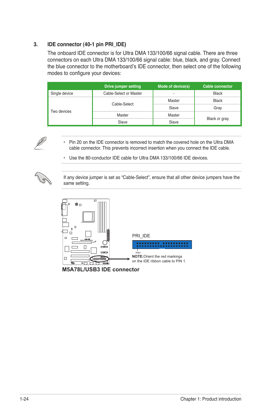 M5a78l/usb3 ide connector | Asus M5A78L/USB3 User Manual | Page 34 / 66