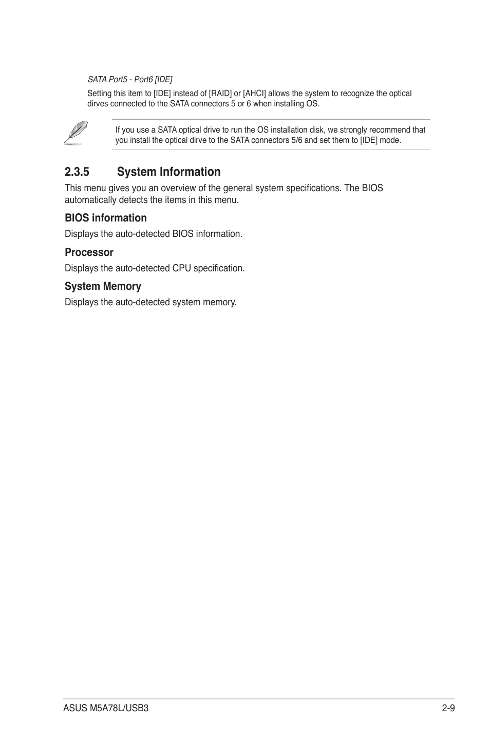 5 system information, System information -9 | Asus M5A78L/USB3 User Manual | Page 49 / 66
