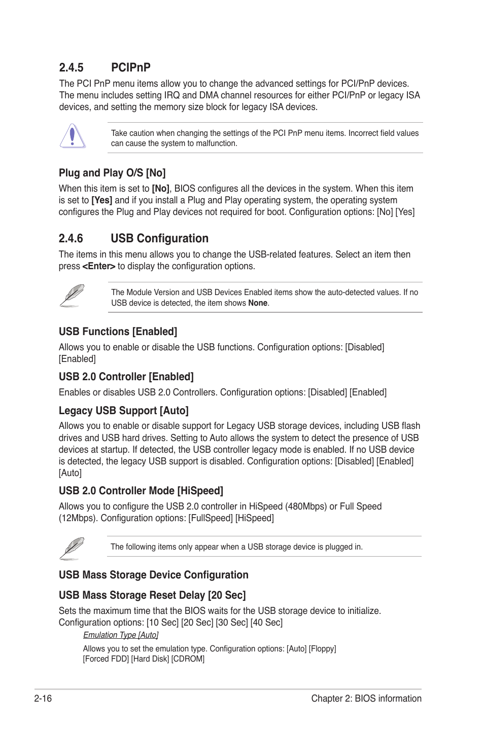 5 pcipnp, 6 usb configuration, Pcipnp -16 | Usb configuration -16 | Asus M5A78L/USB3 User Manual | Page 56 / 66