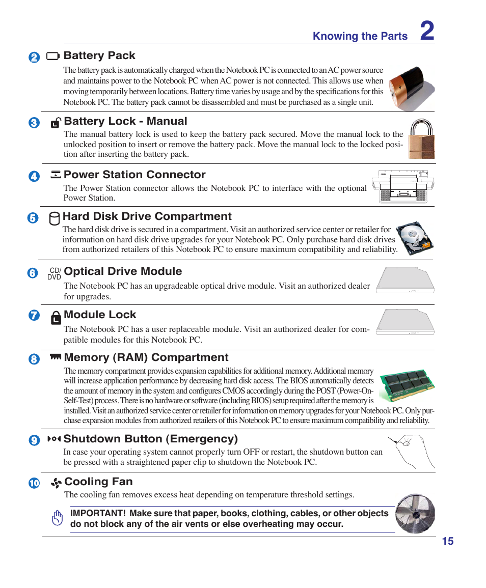 Asus VX2 User Manual | Page 15 / 101