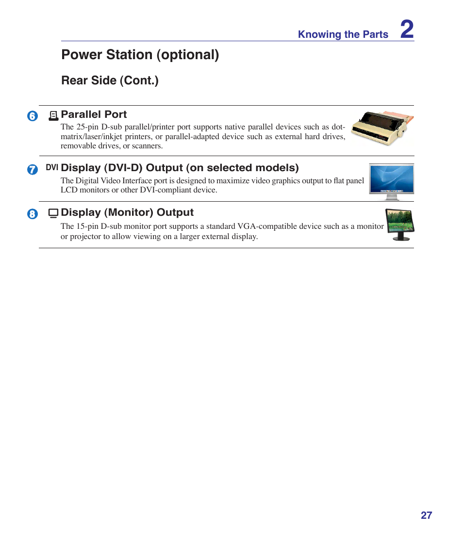 Power station (optional) | Asus VX2 User Manual | Page 27 / 101