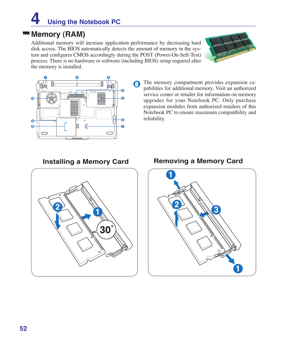 Memory (ram) | Asus VX2 User Manual | Page 52 / 101