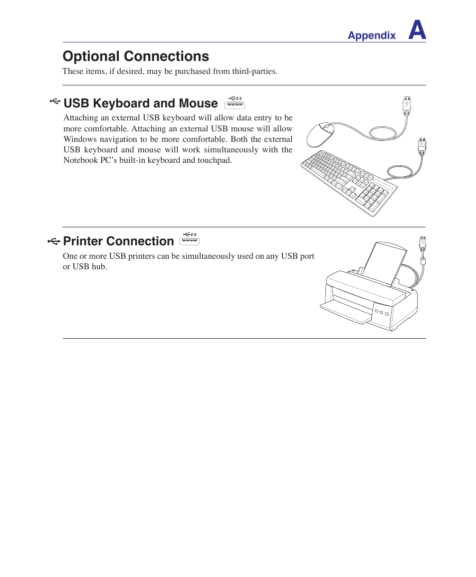 Optional connections | Asus VX2 User Manual | Page 73 / 101