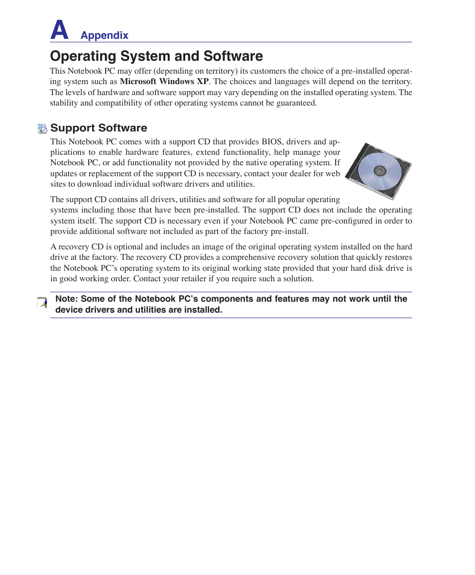 Operating system and software | Asus VX2 User Manual | Page 76 / 101