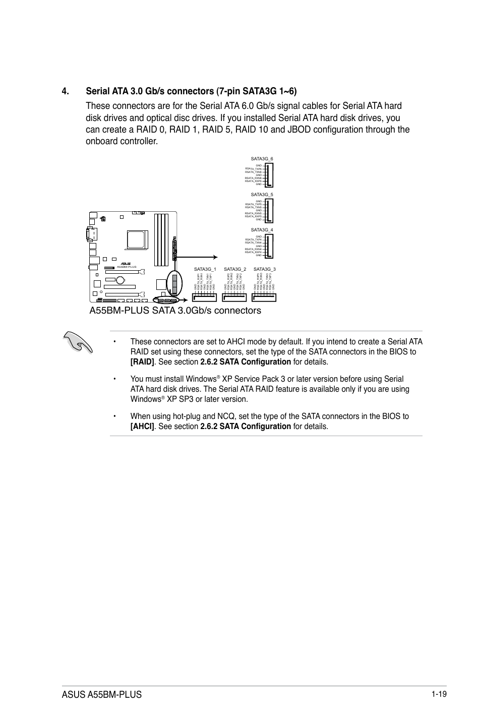 Asus a55bm-plus, A55bm-plus sata 3.0gb/s connectors | Asus A55BM-PLUS User Manual | Page 27 / 72