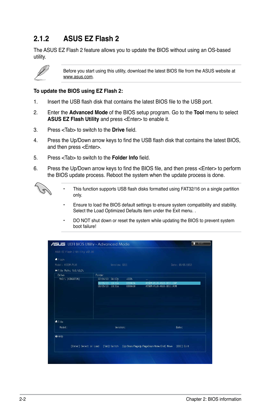 2 asus ez flash 2 | Asus A55BM-PLUS User Manual | Page 34 / 72