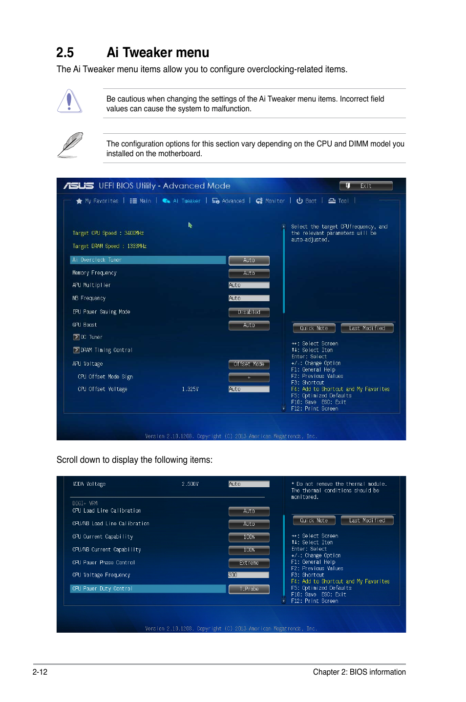 5 ai tweaker menu, Ai tweaker menu -12 | Asus A55BM-PLUS User Manual | Page 44 / 72