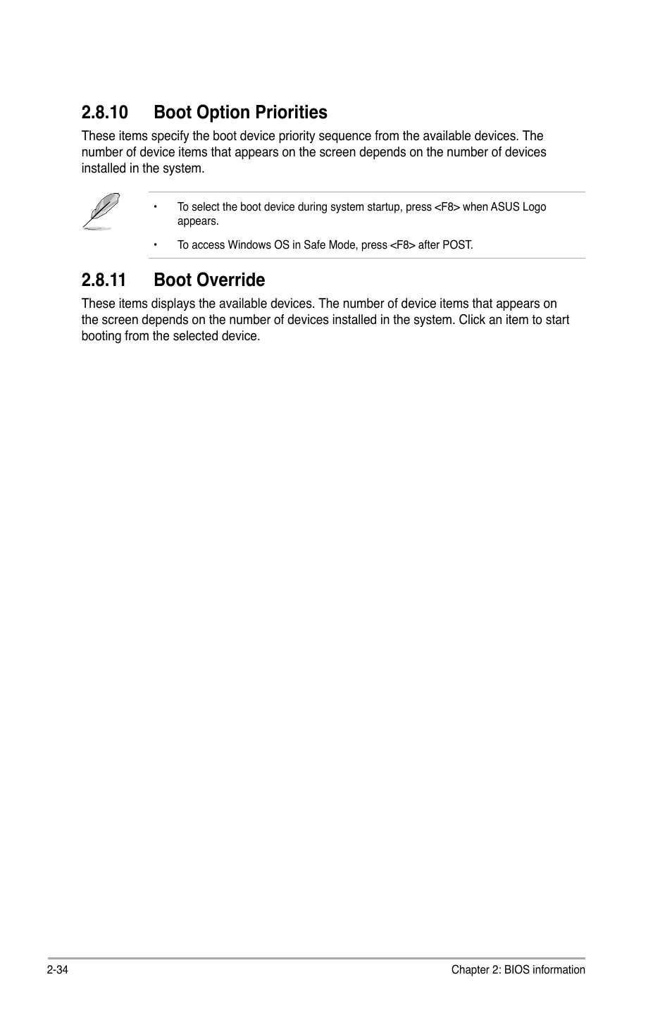 10 boot option priorities, 11 boot override | Asus A55BM-PLUS User Manual | Page 66 / 72