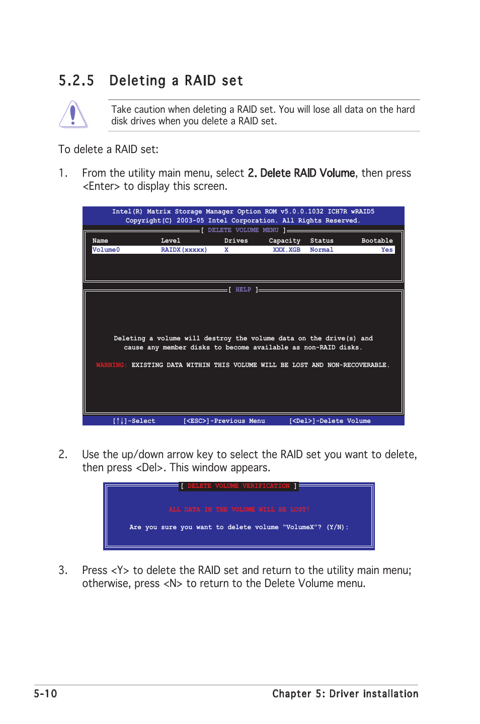 5 deleting a raid set | Asus P5MT-MX/C User Manual | Page 106 / 156