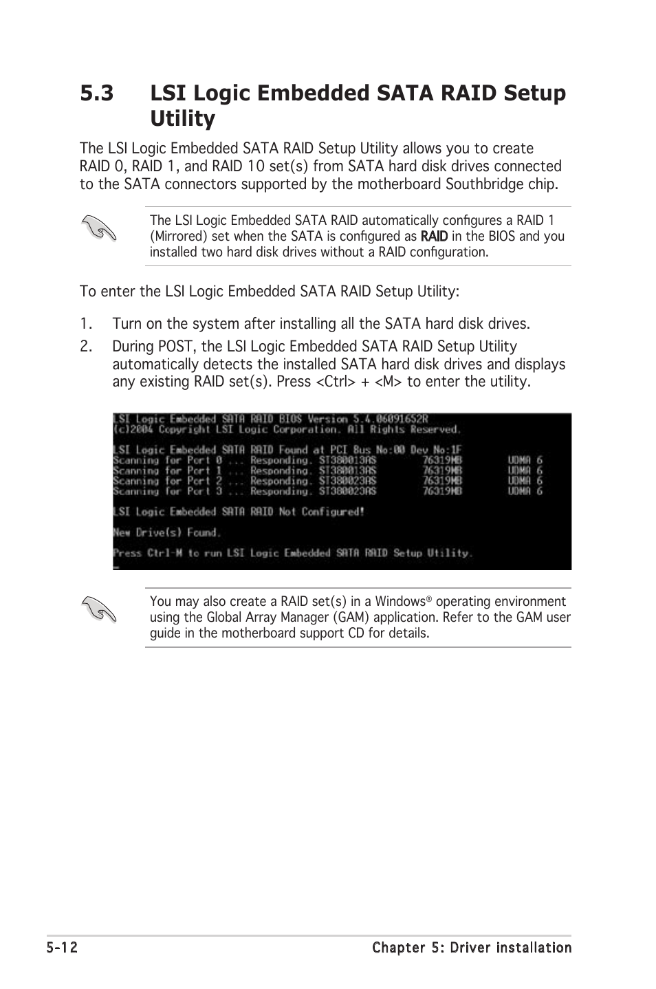 3 lsi logic embedded sata raid setup utility | Asus P5MT-MX/C User Manual | Page 108 / 156