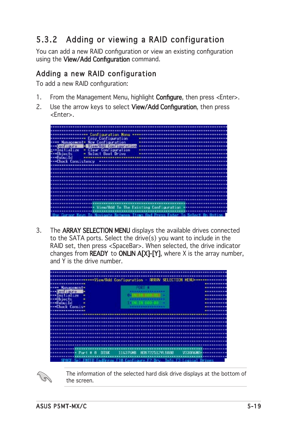 2 adding or viewing a raid configuration | Asus P5MT-MX/C User Manual | Page 115 / 156