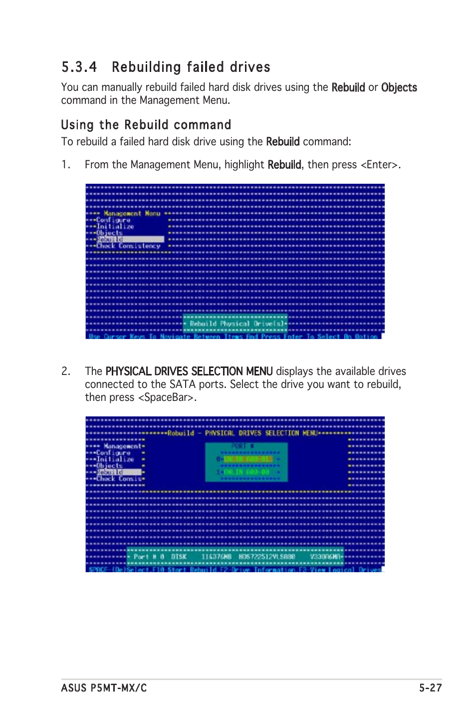 4 rebuilding failed drives | Asus P5MT-MX/C User Manual | Page 123 / 156