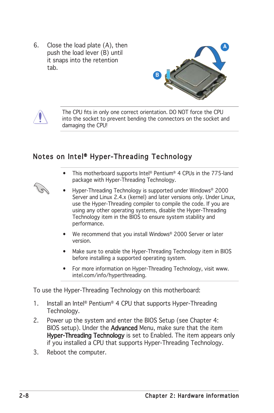 Hyper-threading technology | Asus P5MT-MX/C User Manual | Page 28 / 156