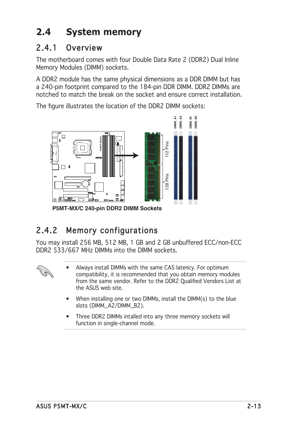 1 overview, Asus p5mt-mx/c 2-13 | Asus P5MT-MX/C User Manual | Page 33 / 156