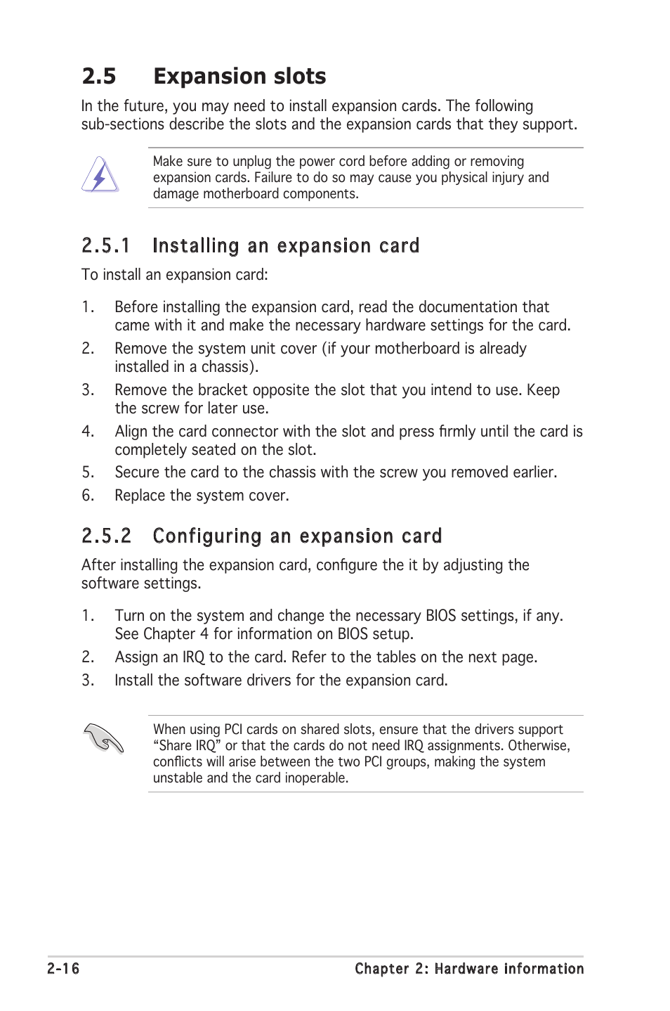 5 expansion slots, 1 installing an expansion card, 2 configuring an expansion card | Asus P5MT-MX/C User Manual | Page 36 / 156