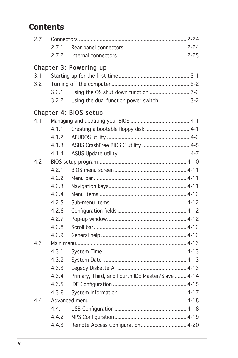 Asus P5MT-MX/C User Manual | Page 4 / 156