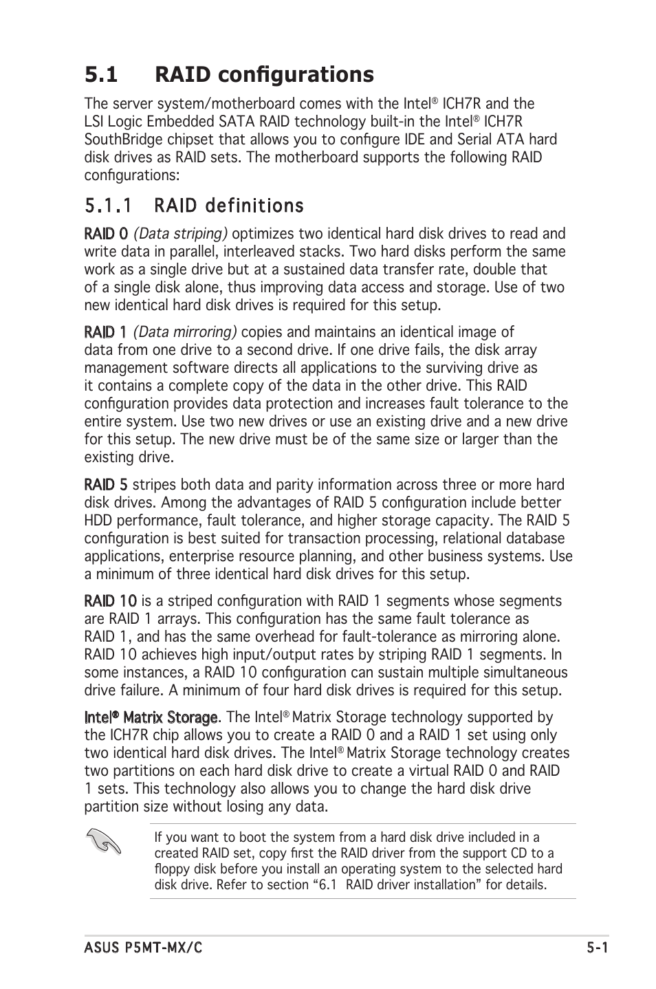 1 raid conﬁgurations, 1 raid definitions | Asus P5MT-MX/C User Manual | Page 97 / 156