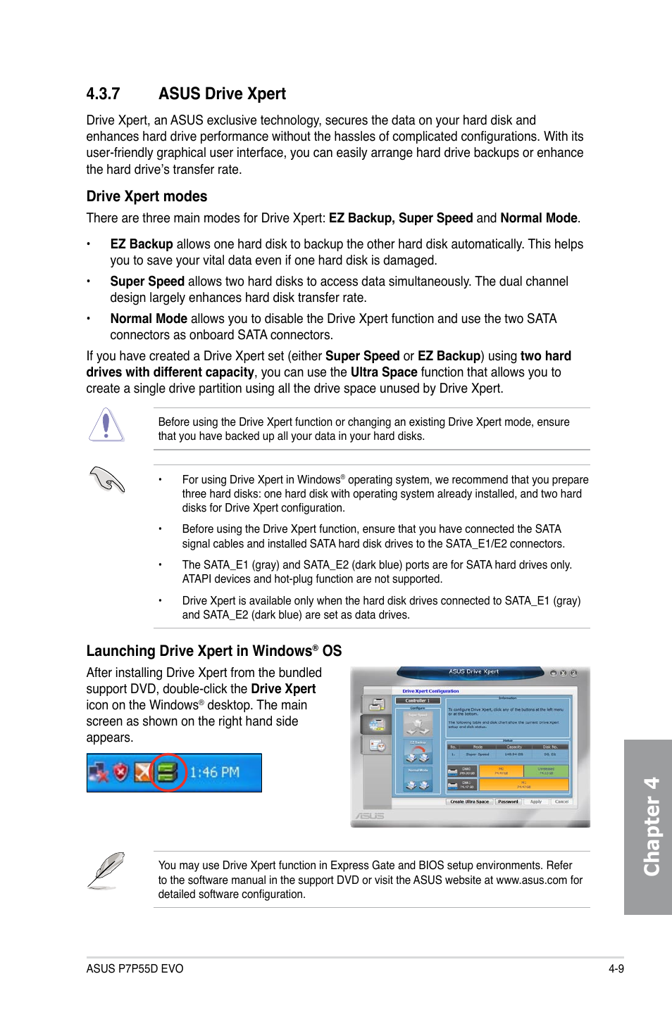 7 asus drive xpert, Asus drive xpert -9, Chapter 4 | Asus P7P55D EVO User Manual | Page 107 / 128