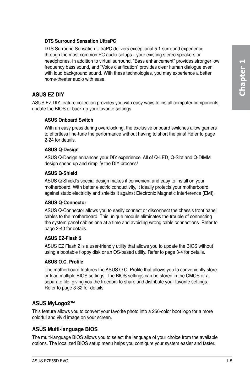 Chapter 1 | Asus P7P55D EVO User Manual | Page 19 / 128