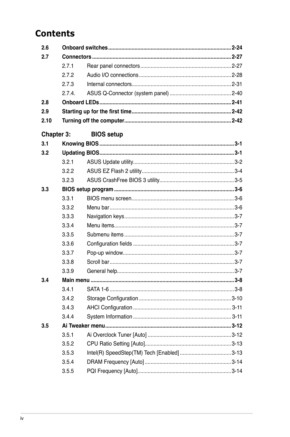 Asus P7P55D EVO User Manual | Page 4 / 128