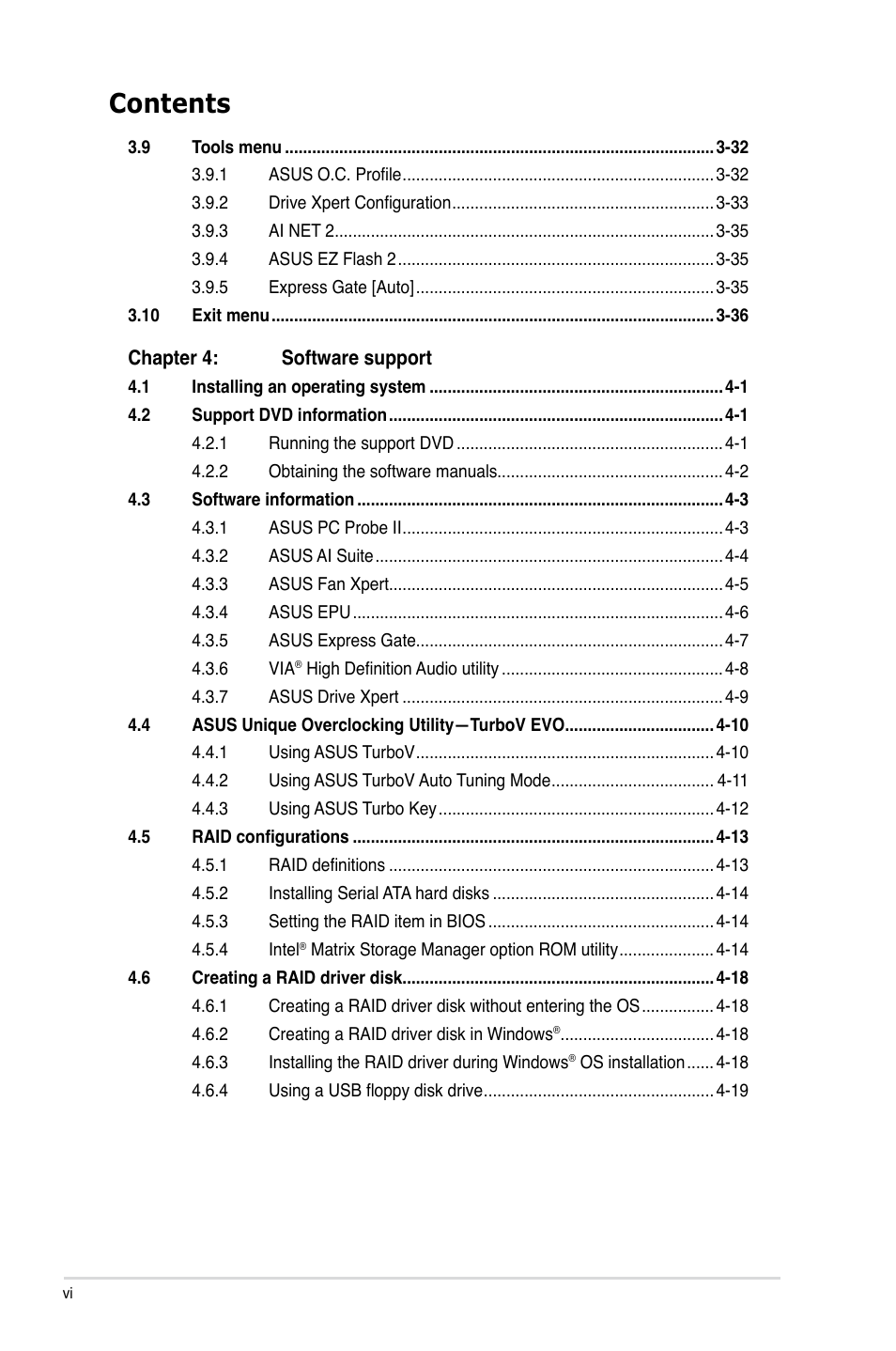 Asus P7P55D EVO User Manual | Page 6 / 128