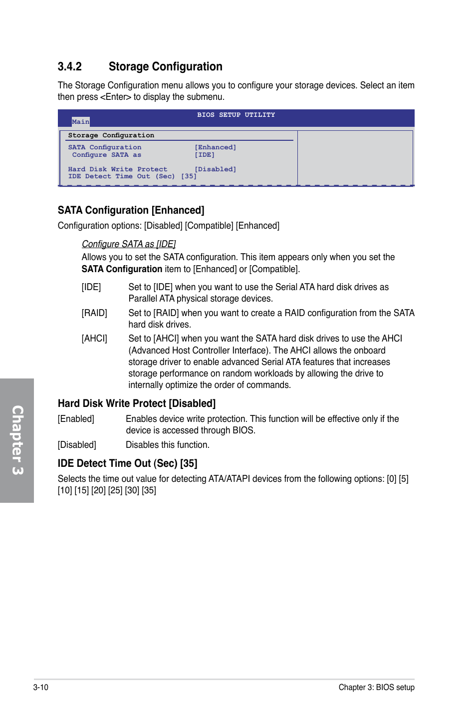 2 storage configuration, Storage configuration -10, Chapter 3 | Asus P7P55D EVO User Manual | Page 72 / 128