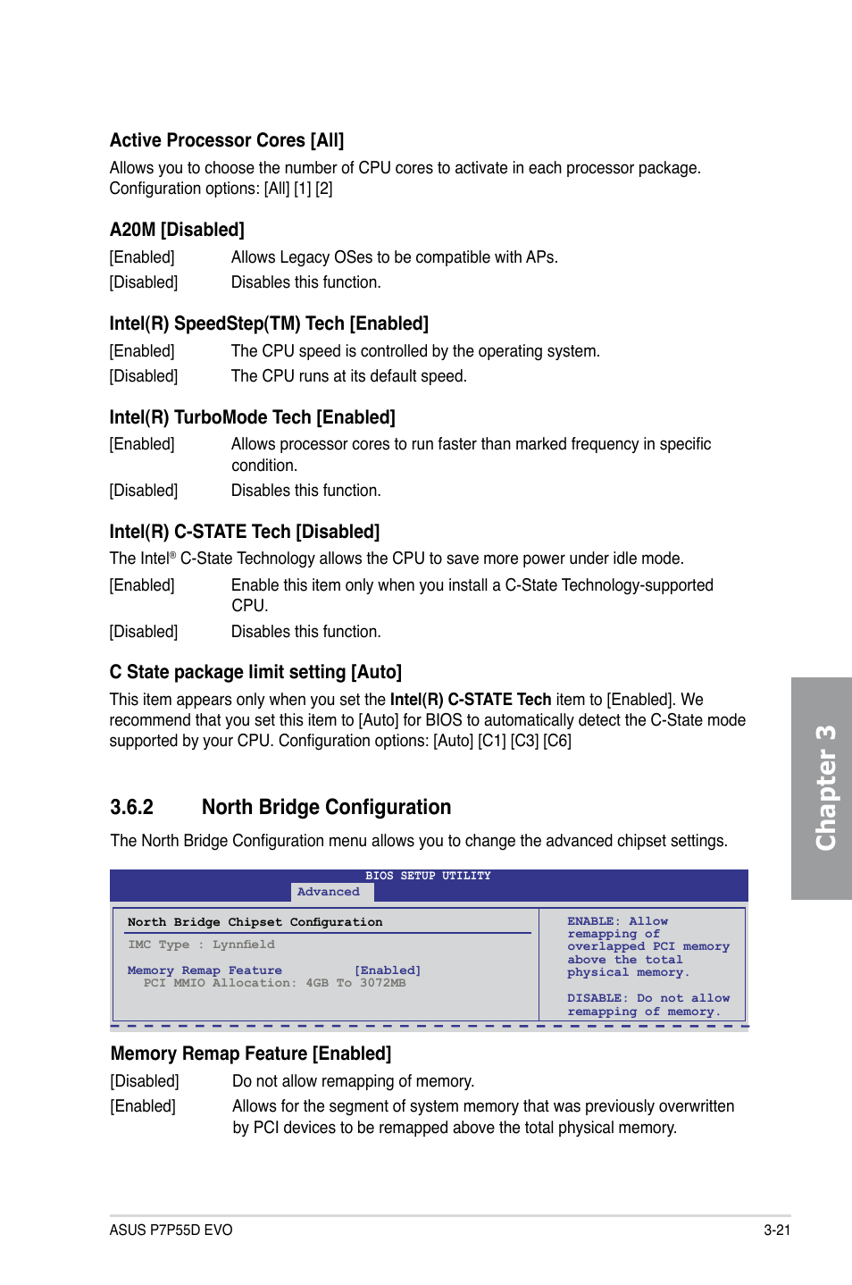 2 north bridge configuration, North bridge configuration -21, Chapter 3 | Asus P7P55D EVO User Manual | Page 83 / 128