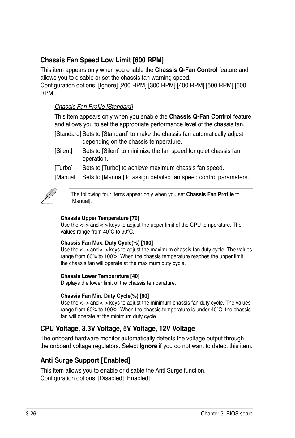 Chassis fan speed low limit [600 rpm, Anti surge support [enabled | Asus P8B WS User Manual | Page 102 / 148