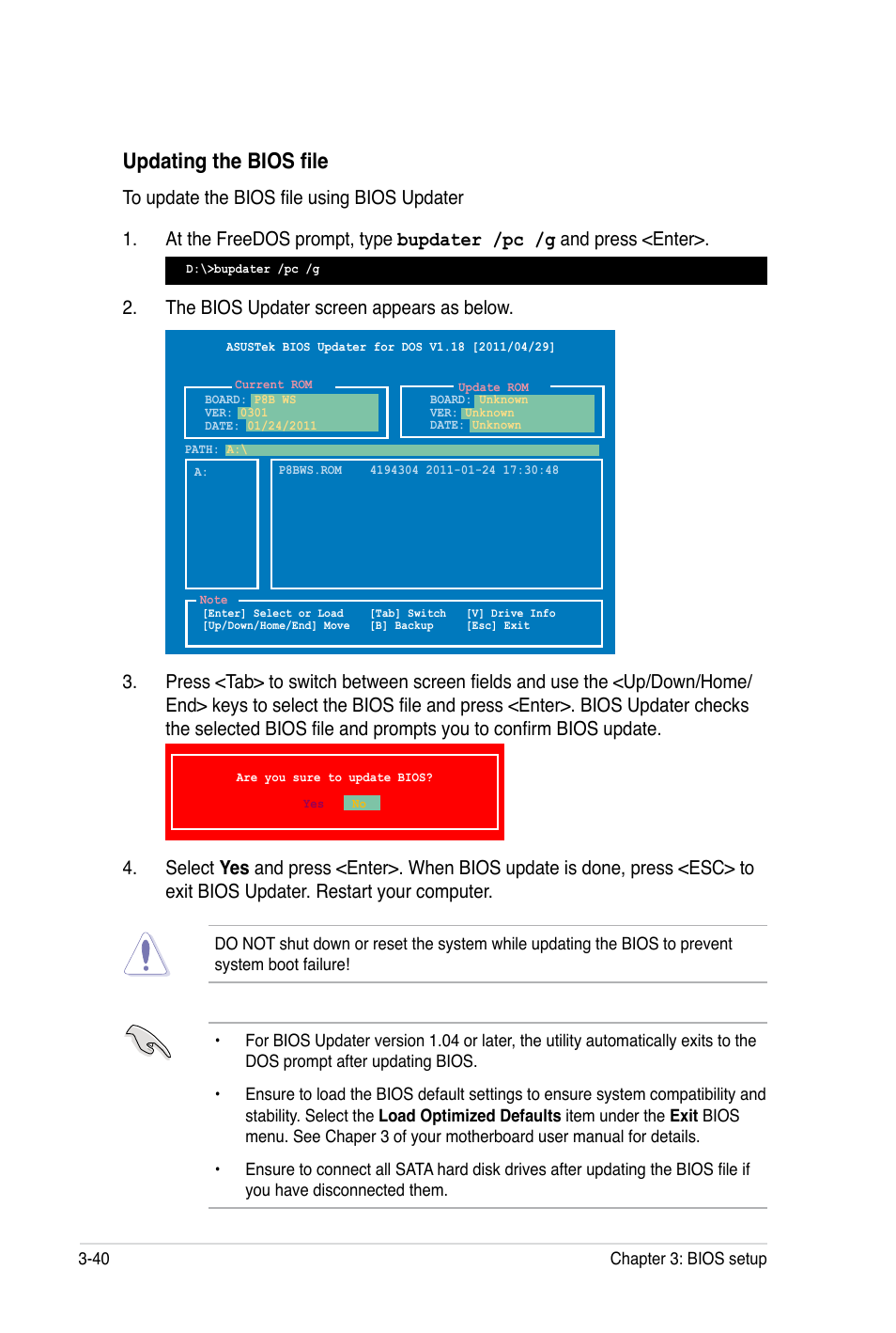 Updating the bios file | Asus P8B WS User Manual | Page 116 / 148