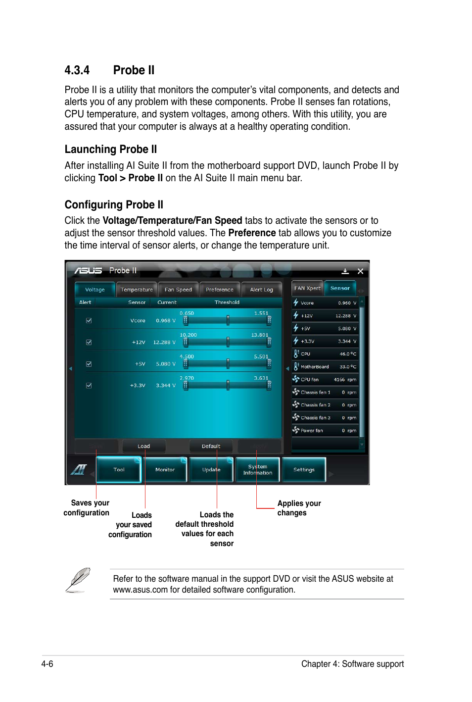 4 probe ii, Launching probe ii, Configuring probe ii | Asus P8B WS User Manual | Page 124 / 148